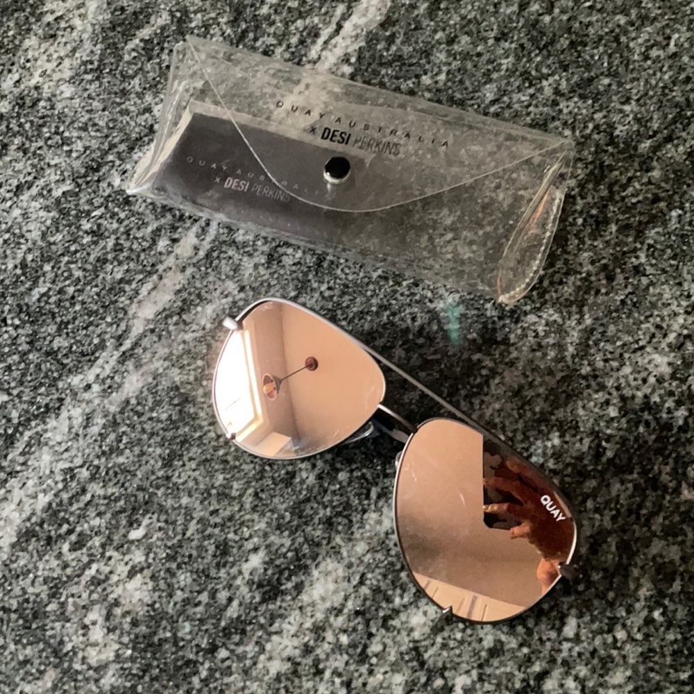 Quay x Desi rose gold sunnies